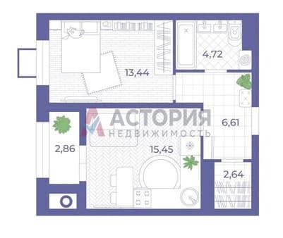 Продажа однокомнатной квартиры, 44.29 м², этаж 1 из 8. Фото 13
