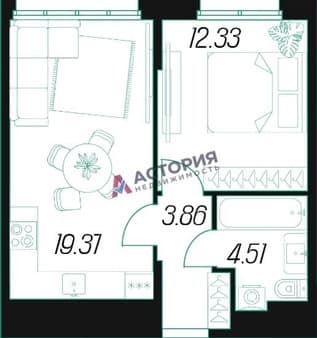 Продам однокомнатную квартиру, 40.7 м², этаж 9 из 10. Фото 3