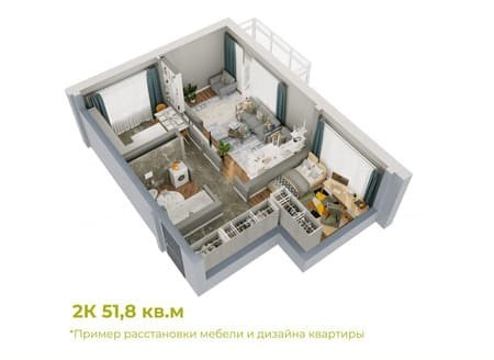 Объявление о продаже двухкомнатной квартиры, 51.8 м², этаж 16 из 20. Фото 4