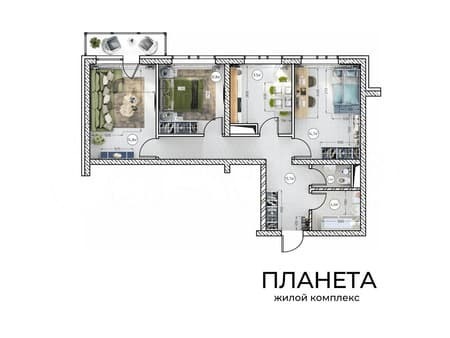 Объявление о продаже трехкомнатной квартиры, 71.7 м², этаж 18 из 20. Фото 1