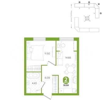 Продам двухкомнатную квартиру, 36.7 м², этаж 1 из 5. Фото 1