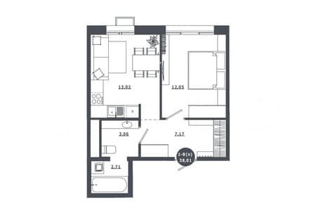 Продам однокомнатную квартиру, 38 м², этаж 4 из 16. Фото 1