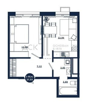 Продам однокомнатную квартиру, 37.6 м², этаж 9 из 12. Фото 1