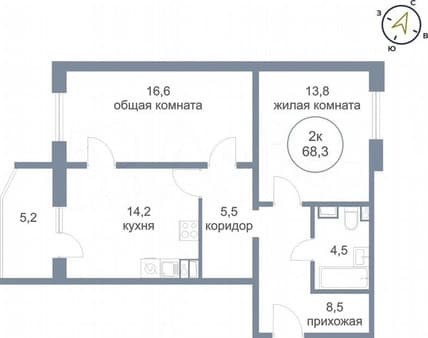 Продается двухкомнатная квартира, 68.3 м², этаж 1 из 16. Фото 1