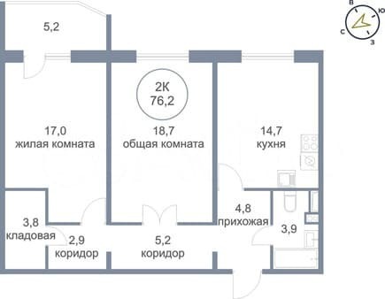 Продать двухкомнатную квартиру, 76.2 м², этаж 1 из 8. Фото 1