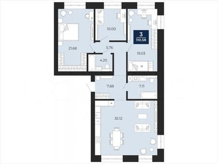 Продаю трехкомнатную квартиру, 110.6 м², этаж 6 из 12. Фото 1