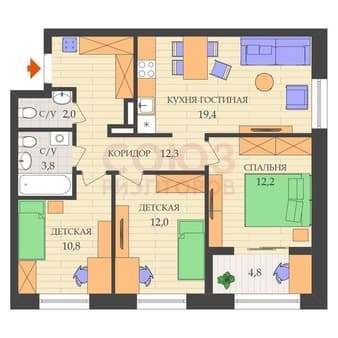 Продать трехкомнатную квартиру, 74.6 м², этаж 22 из 23. Фото 9