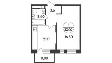 Продам однокомнатную квартиру, 34 м², 5 км за МКАД, этаж 9 из 17. Фото 1