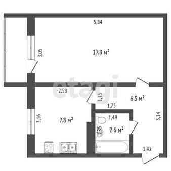 Продам однокомнатную квартиру, 34.7 м², этаж 3 из 3. Фото 8