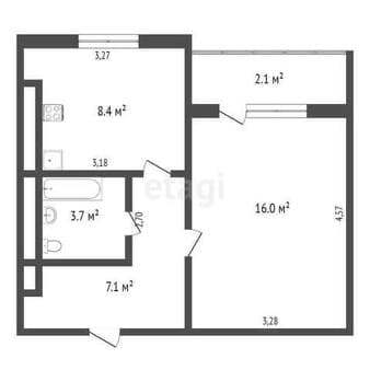 Продажа однокомнатной квартиры, 34.5 м², этаж 2 из 9. Фото 8