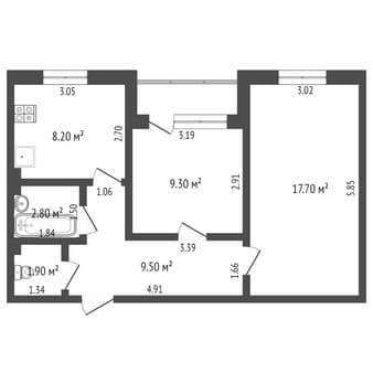 Продаем двухкомнатную квартиру, 49.4 м², этаж 2 из 3. Фото 13