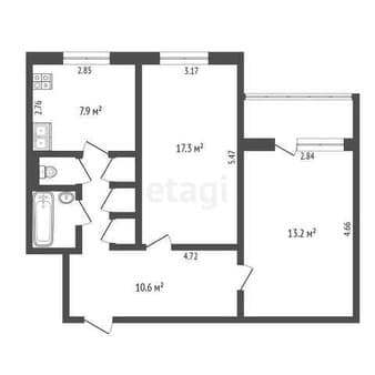 Продажа двухкомнатной квартиры, 53.6 м², этаж 3 из 9. Фото 9
