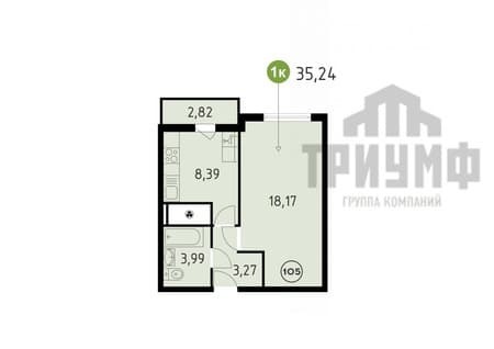 Продается однокомнатная квартира, 35.24 м², этаж 13 из 14. Фото 3