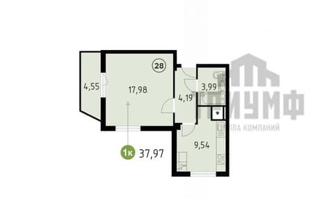 Продам однокомнатную квартиру, 37.97 м², этаж 5 из 14. Фото 2