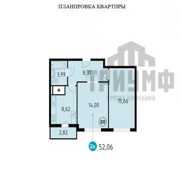 Продаю двухкомнатную квартиру, 52.06 м², этаж 11 из 14. Фото 3