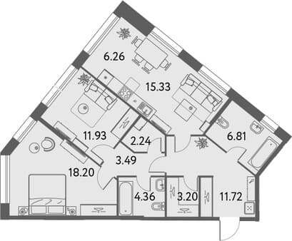 Купить двухкомнатную квартиру, 81.7 м², 10 мин. до метро пешком, этаж 27 из 32. Фото 1