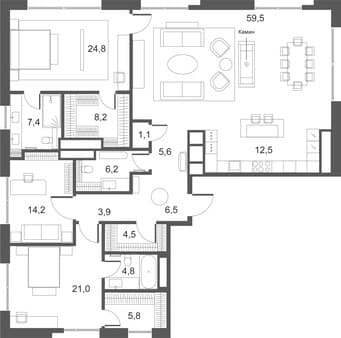 Продаю трехкомнатную квартиру, 186.1 м², 5 мин. до метро пешком, этаж 4 из 4. Фото 1