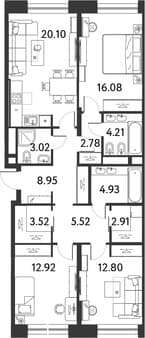 Купить трехкомнатную квартиру, 97.74 м², 10 мин. до метро пешком, этаж 4 из 10. Фото 1