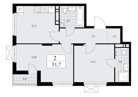 Продам двухкомнатную квартиру, 51.7 м², 10 мин. до метро на транспорте, этаж 12 из 16. Фото 1