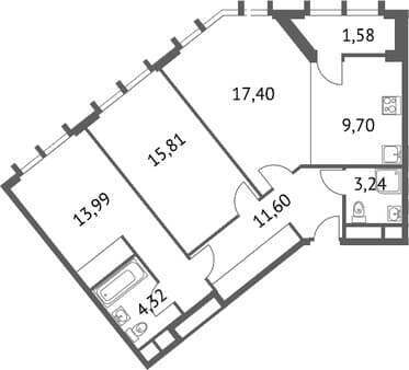 Продажа двухкомнатной квартиры, 77.64 м², 10 мин. до метро пешком, этаж 11 из 11. Фото 1