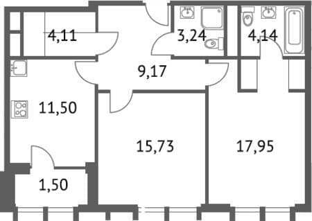 Продаю двухкомнатную квартиру, 67.34 м², 10 мин. до метро пешком, этаж 11 из 11. Фото 1