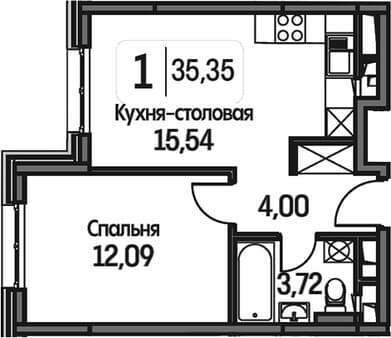 Продаю однокомнатную квартиру, 35.35 м², 10 мин. до метро на транспорте, этаж 5 из 8. Фото 1