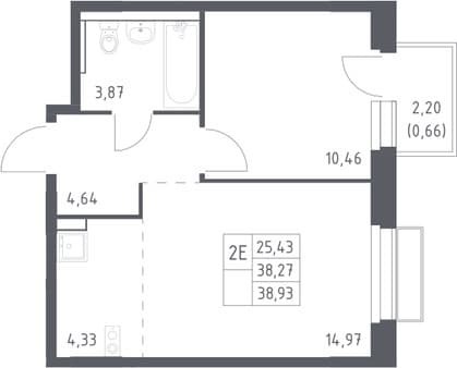 Продажа однокомнатной квартиры, 38.93 м², 20 мин. до метро на транспорте, этаж 2 из 9. Фото 7