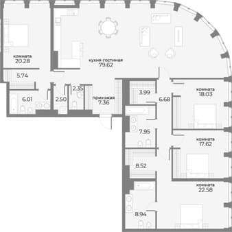 Продам четырехкомнатную квартиру, 218.17 м², 5 мин. до метро пешком, этаж 15 из 20. Фото 1
