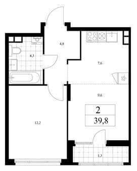 Объявление о продаже однокомнатной квартиры, 39.8 м², 10 мин. до метро на транспорте, этаж 10 из 15. Фото 1