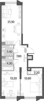 Купить двухкомнатную квартиру, 66 м², 10 мин. до метро пешком, этаж 10 из 23. Фото 1
