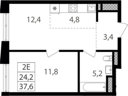 Продажа однокомнатной квартиры, 37.6 м², этаж 26 из 26. Фото 1