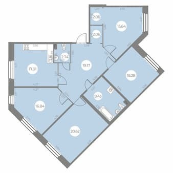 Продать четырехкомнатную квартиру, 120.85 м², 60 мин. до метро пешком, этаж 2 из 20. Фото 1