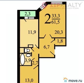 Купить двухкомнатную квартиру, 60.5 м², этаж 10 из 18. Фото 4