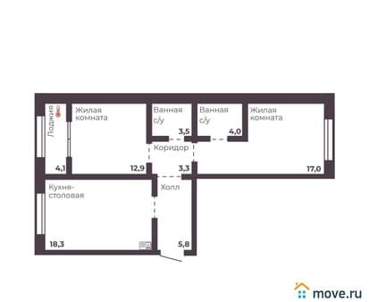 Объявление о продаже двухкомнатной квартиры, 64.8 м², этаж 6 из 17. Фото 1