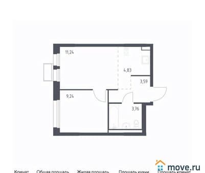 Продать однокомнатную квартиру, 32.66 м², этаж 17 из 17. Фото 1