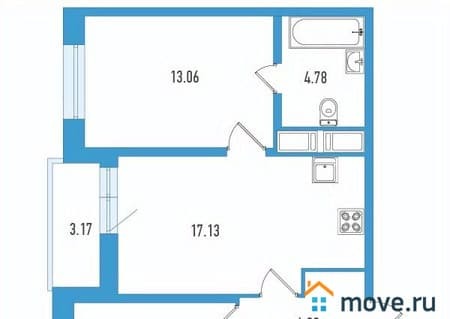 Купить двухкомнатную квартиру, 56.18 м², этаж 5 из 18. Фото 1