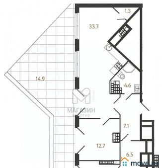 Продажа двухкомнатной квартиры, 80.1 м², этаж 9 из 9. Фото 6