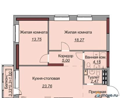 Объявление о продаже двухкомнатной квартиры, 75.2 м², этаж 18 из 25. Фото 1