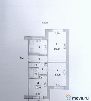 Продажа трехкомнатной квартиры, 58.8 м², этаж 3 из 9. Фото 2