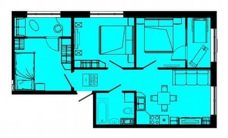 Продаем трехкомнатную квартиру, 62.7 м², этаж 1 из 8. Фото 1