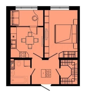 Продам однокомнатную квартиру, 36.8 м², этаж 1 из 8. Фото 1