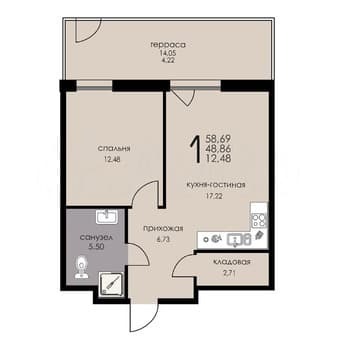 Продам двухкомнатные апартаменты, 48.9 м², этаж 1 из 6. Фото 1