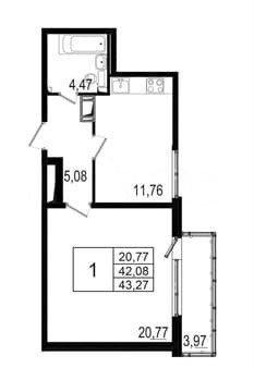 Продаем однокомнатную квартиру, 41.6 м², этаж 9 из 18. Фото 1
