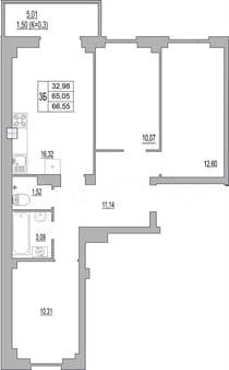 Продажа трехкомнатной квартиры, 66.6 м², этаж 9 из 10. Фото 1
