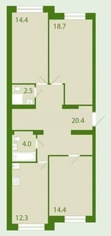 Продаю трехкомнатную квартиру, 87.4 м², этаж 4 из 4. Фото 1