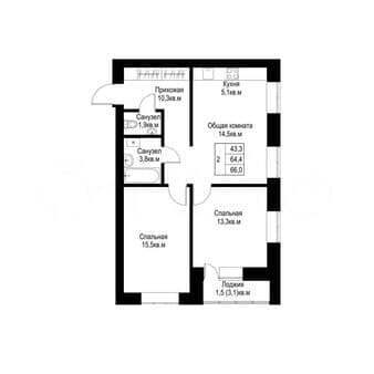 Продажа двухкомнатной квартиры, 66 м², этаж 9 из 16. Фото 1