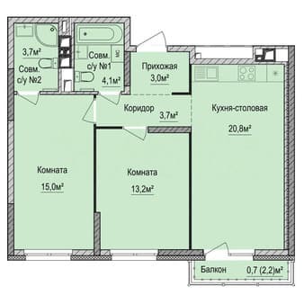 Продам двухкомнатную квартиру, 63.5 м², этаж 8 из 18. Фото 7