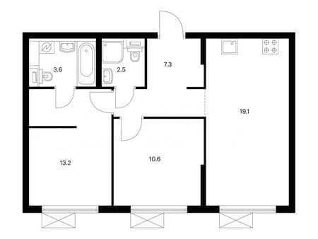 Продать двухкомнатную квартиру, 56.3 м², этаж 10 из 16. Фото 1