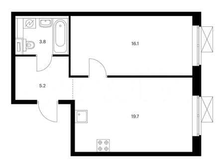Продажа однокомнатной квартиры, 44.8 м², этаж 2 из 17. Фото 2