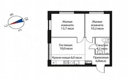 Продать двухкомнатную квартиру, 50.9 м², этаж 15 из 18. Фото 5